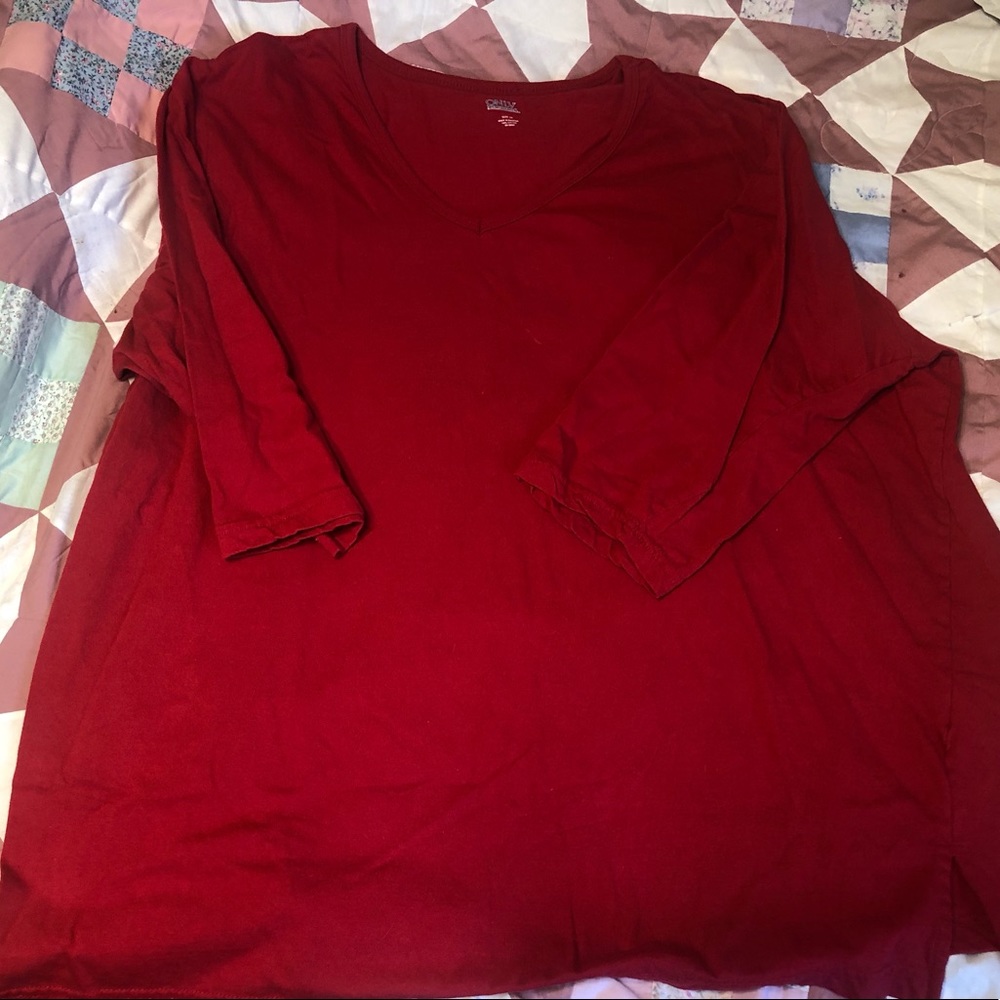 Only Necessities Red 3/4 Sleeve Tunic 3X
